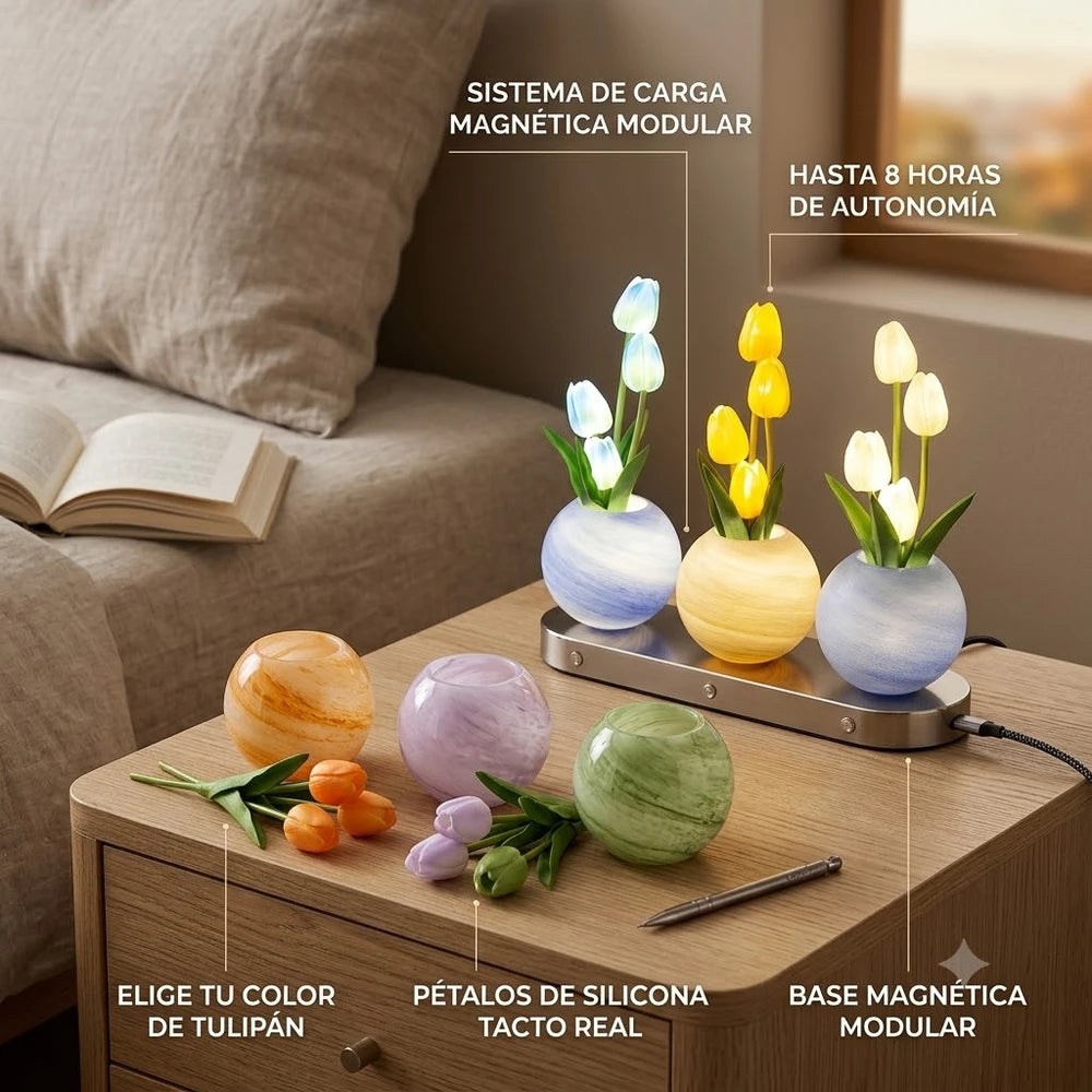Tulip LED Night Light USB Rechargeable Desk Decor Lamp Table Lamp Bedroom Bedside Room New Year'S Christmas Decorations