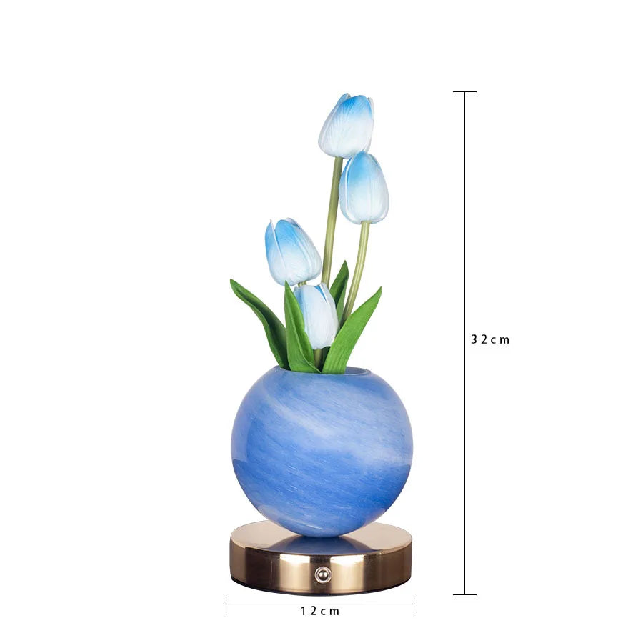 Tulip LED Night Light USB Rechargeable Desk Decor Lamp Table Lamp Bedroom Bedside Room New Year'S Christmas Decorations
