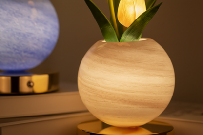 LED Tulip Planet Night Light – 3-Color Touch Lamp for Bedroom